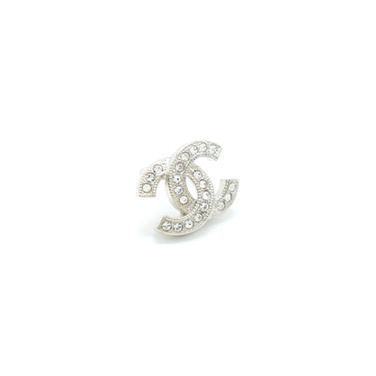 Chanel Classic CC Earrings Crystal Silver Tone