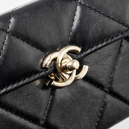 Chanel 23k top handle vanity bag shiny calfskin black  (microchip)
