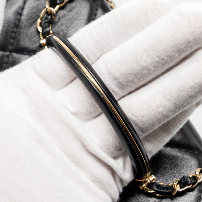 Chanel 23k top handle vanity bag shiny calfskin black  (microchip)