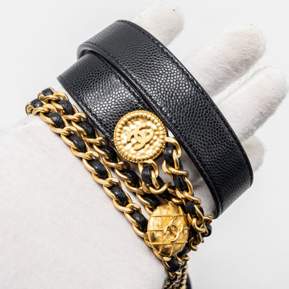 Chanel Twist your button quilted flap bag caviar black  (microchip)