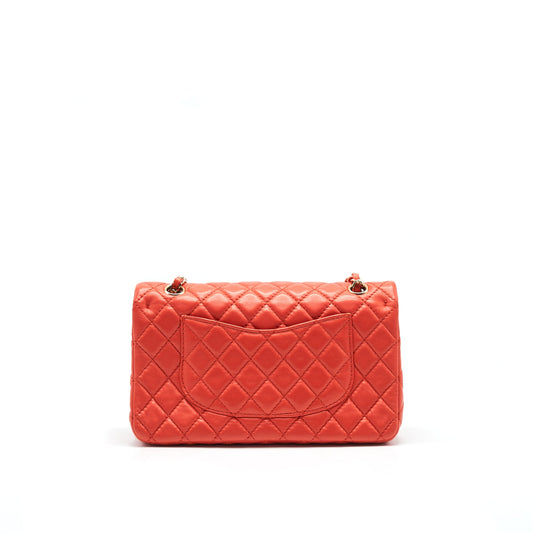 CHANEL CLASSIC MEDIUM DOUBLE FLAP LAMBSKIN IN CORAL L