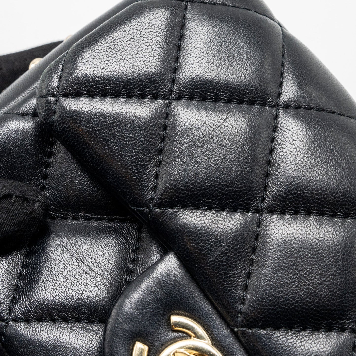 Chanel Pearl Chain Quilted Flap Bag Lambskin Black