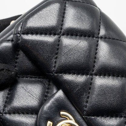 Chanel Pearl Chain Quilted Flap Bag Lambskin Black