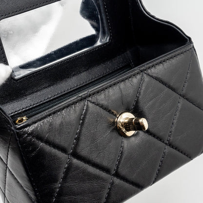 Chanel 23k top handle vanity bag shiny calfskin black  (microchip)