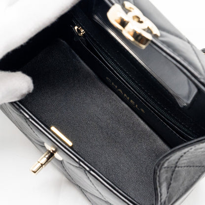 Chanel 23k top handle vanity bag shiny calfskin black  (microchip)