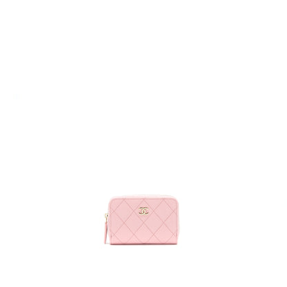 Chanel 22C Zip Cardholder Pink Caviar L
