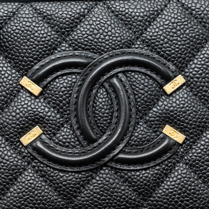 Chanel mini filigree vanity case Caviar black