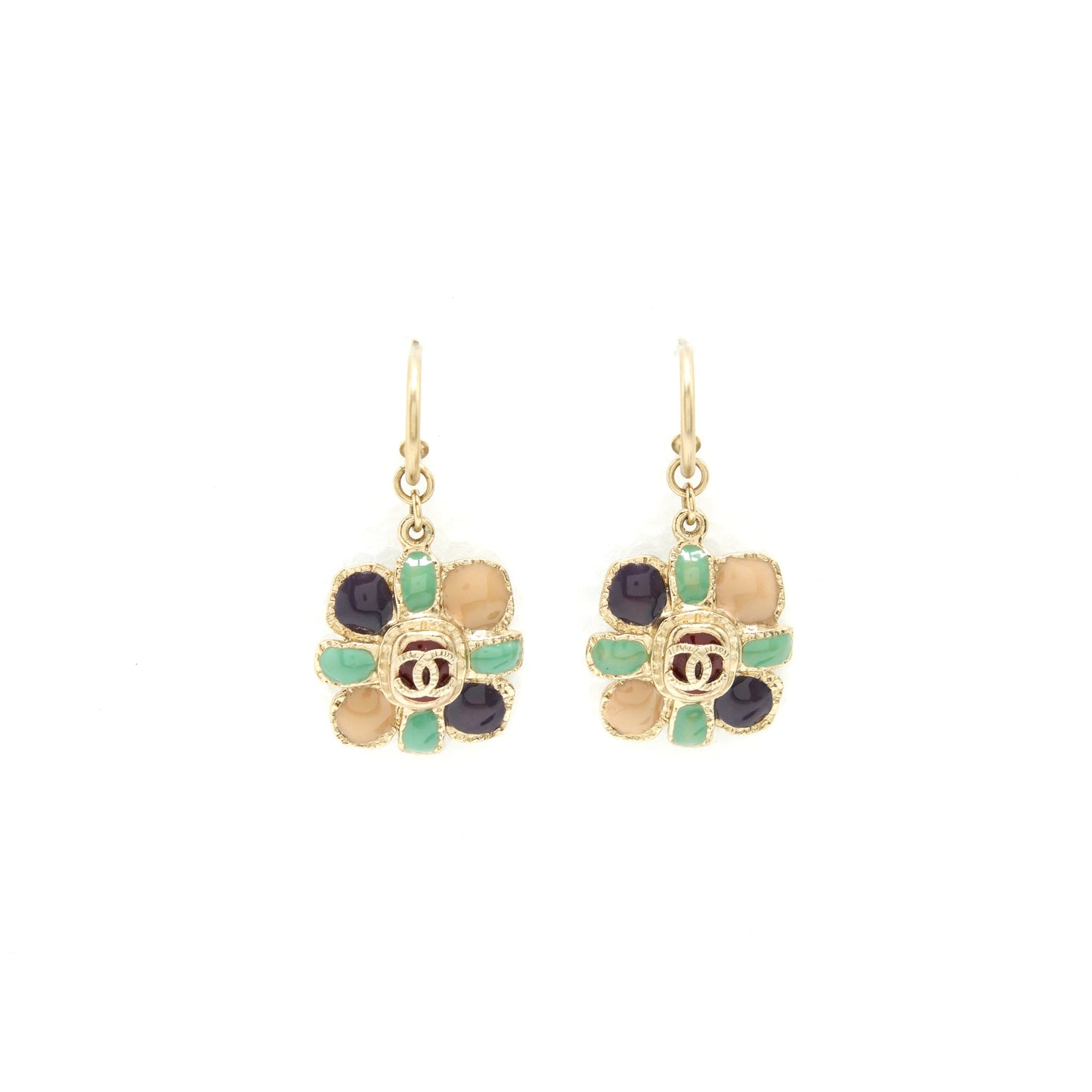 Chanel Glass Drop Earrings Multi Color
