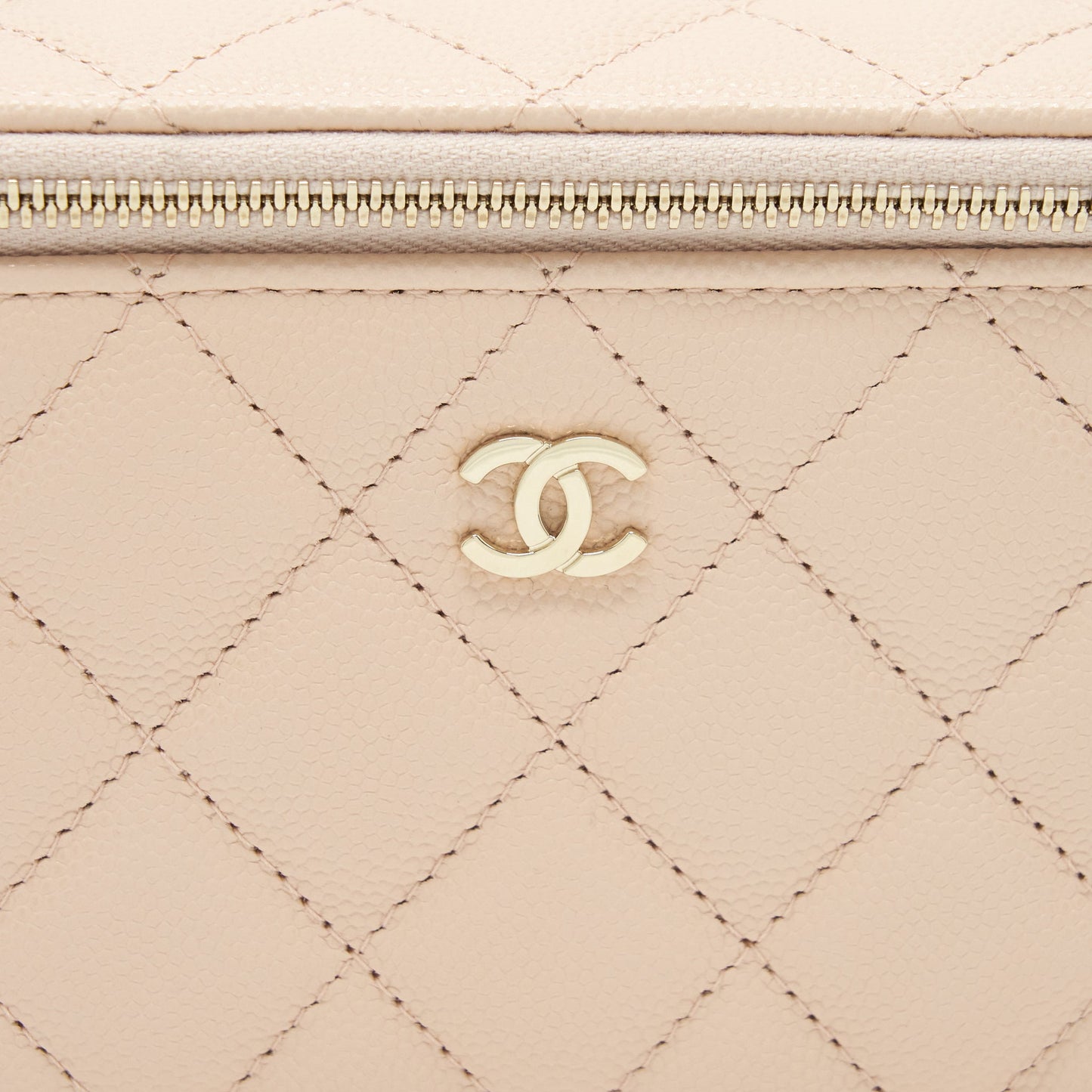 Chanel Long Vanity With Chain Caviar Beige L