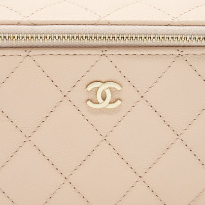 Chanel Long Vanity With Chain Caviar Beige L