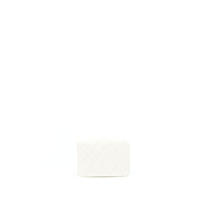 Chanel Pearl Crush Mini Flap Belt Bag White Lambskin