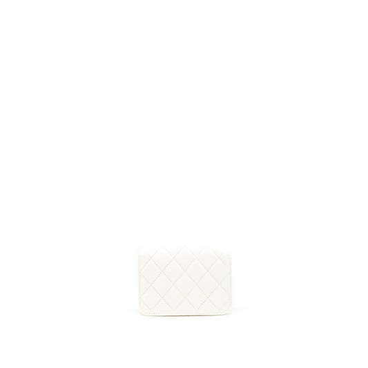 Chanel Pearl Crush Mini Flap Belt Bag White Lambskin