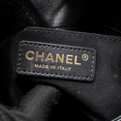 Chanel Pearl Chain Quilted Flap Bag Lambskin Black