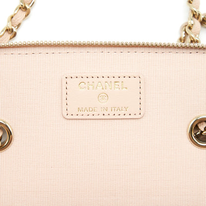 Chanel Long Vanity With Chain Caviar Beige L