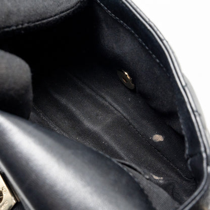 Chanel Pearl Chain Quilted Flap Bag Lambskin Black