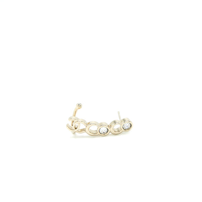 Chanel Coco Chanel Letter Earrings Crystal Light Gold Tone