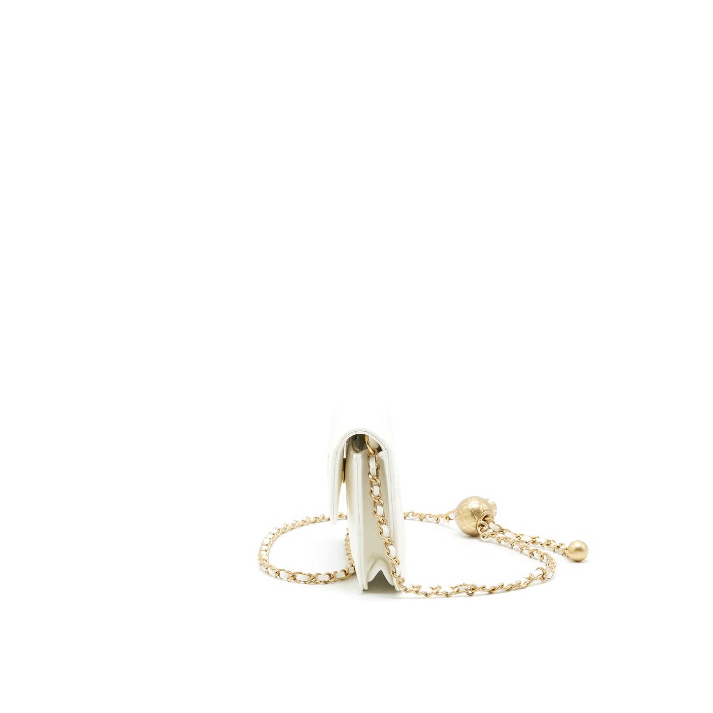 Chanel Pearl Crush Mini Flap Belt Bag White Lambskin