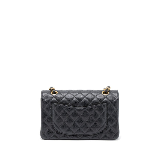 Chanel Small Classic Double Flap Bag Caviar Black  (Microchip)