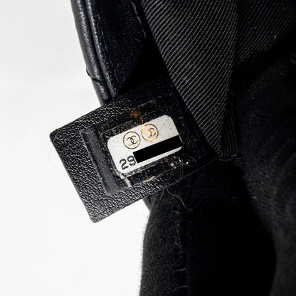 Chanel Pearl Chain Quilted Flap Bag Lambskin Black