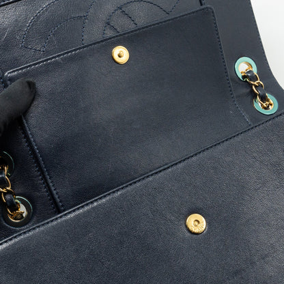 Chanel Mademoiselle Enamel Flap Bag Goatskin Navy