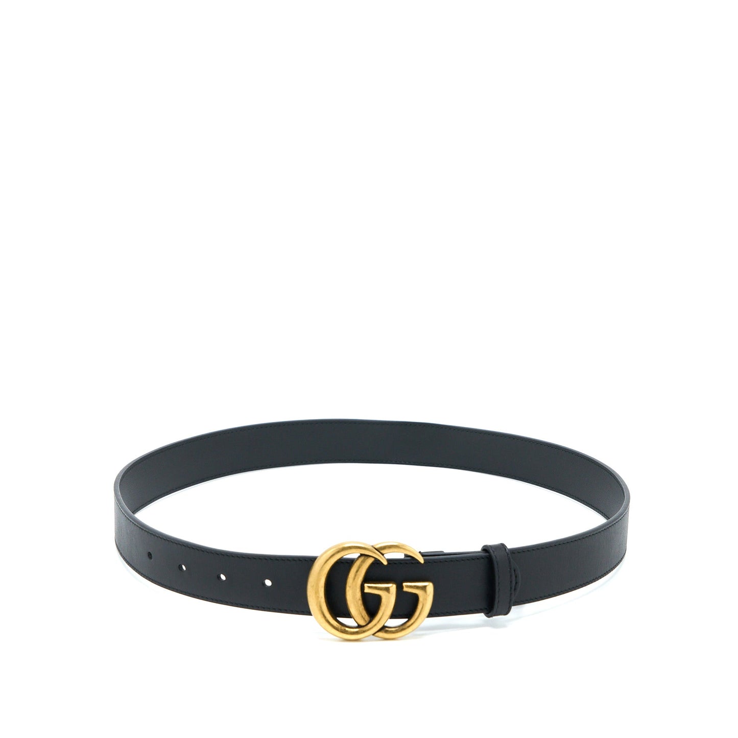 Gucci Size 80 Leather Belt With Double G Buckle Black