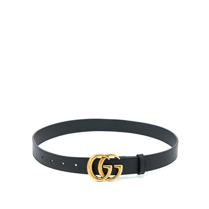 Gucci Size 80 Leather Belt With Double G Buckle Black
