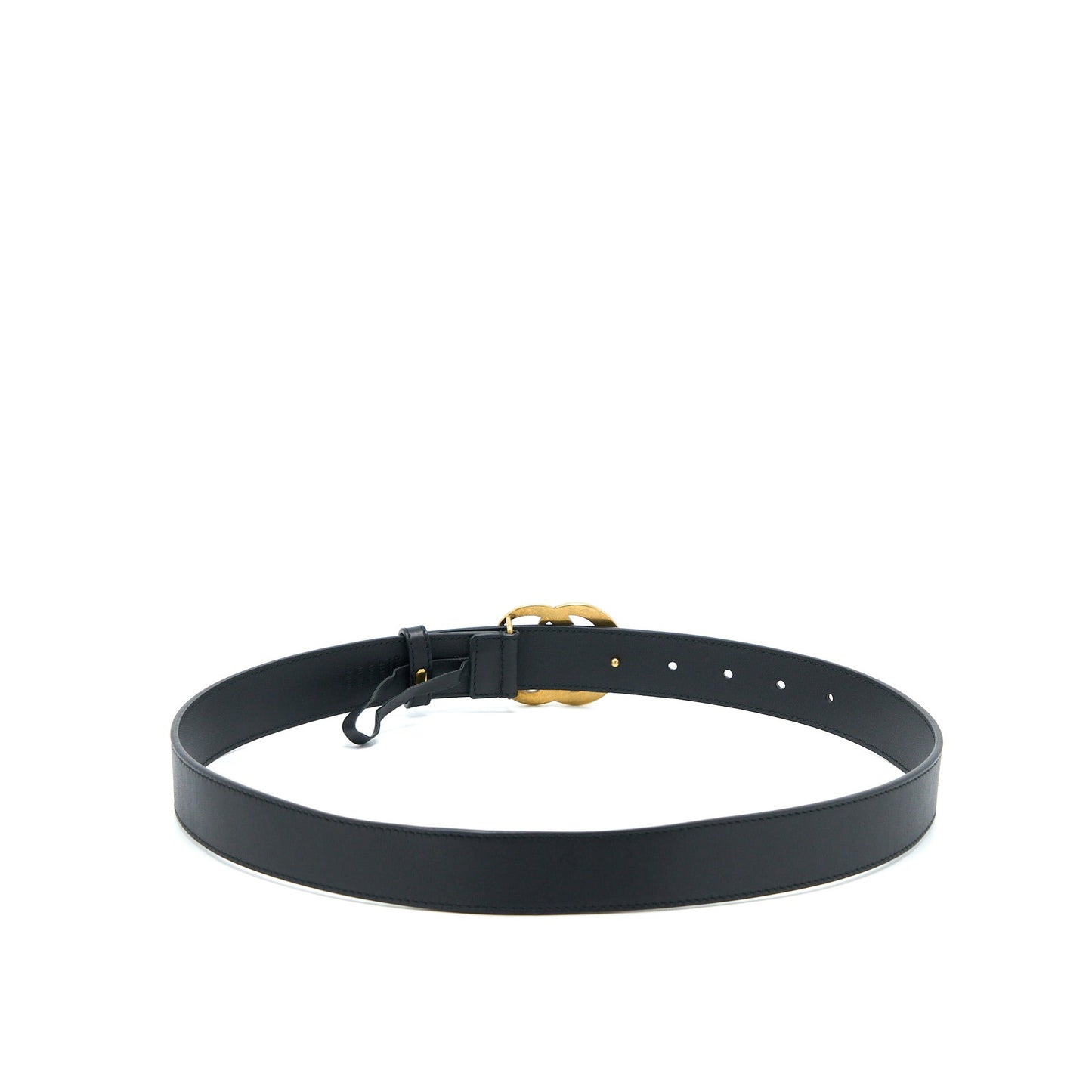 Gucci Size 80 Leather Belt With Double G Buckle Black