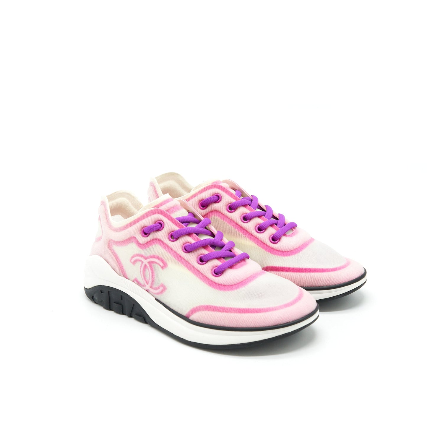 Chanel Size 38 CC Logo Sneaker Pink/Purple/White