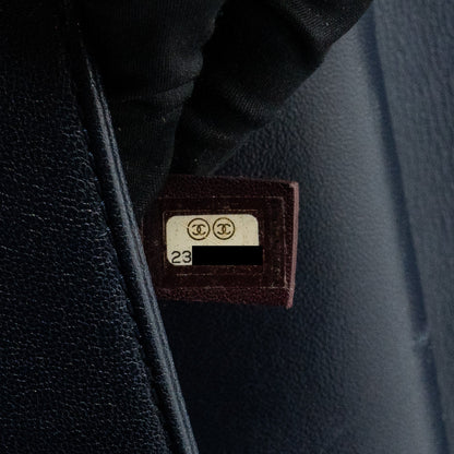 Chanel Mademoiselle Enamel Flap Bag Goatskin Navy