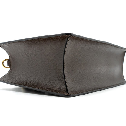 Gucci top handle tote bag calfskin dark brown
