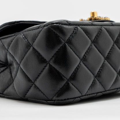Chanel 24c Detail Top Handle Flap Bag Lambskin Black