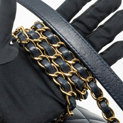 Chanel Mademoiselle Enamel Flap Bag Goatskin Navy