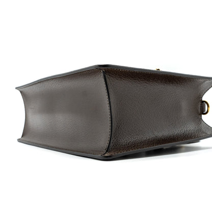 Gucci top handle tote bag calfskin dark brown