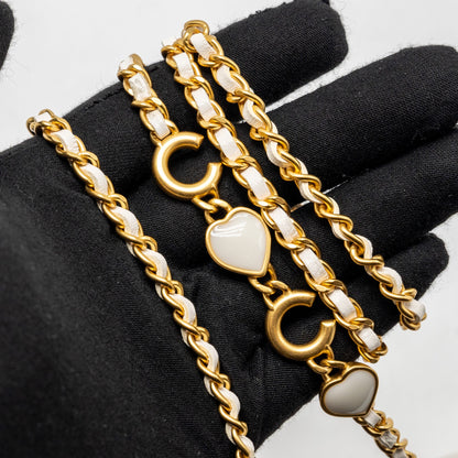 Chanel long vanity with Coco letter chain lambskin white  (microchip)