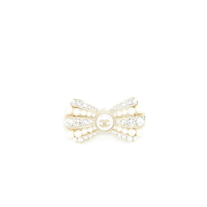 Chanel Bow Brooch With Pearls And Crystals L