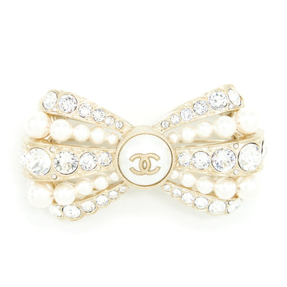 Chanel Bow Brooch With Pearls And Crystals L