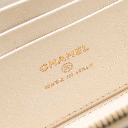 Chanel long vanity with Coco letter chain lambskin white  (microchip)