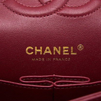 Chanel Medium Classic Flap Bag Lambskin Dark Red L (Microchip)