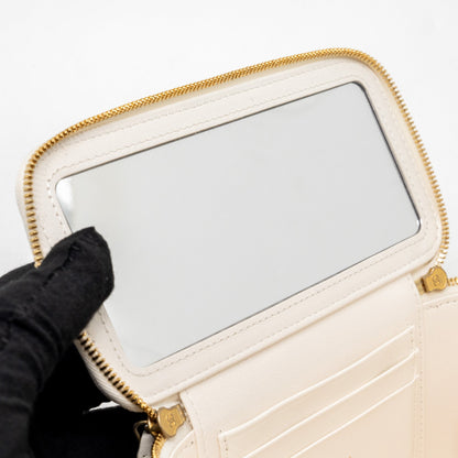 Chanel long vanity with Coco letter chain lambskin white  (microchip)