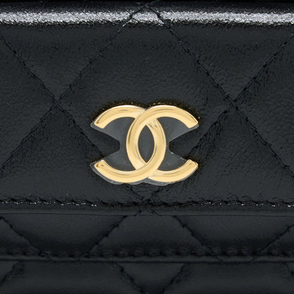 Chanel 22K Top Handle Pocket Long Vanity With Chain Black