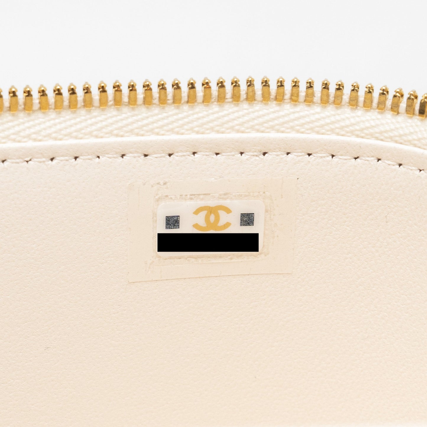 Chanel long vanity with Coco letter chain lambskin white  (microchip)