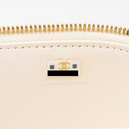 Chanel long vanity with Coco letter chain lambskin white  (microchip)