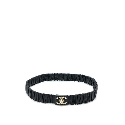 Chanel Size 75 CC Logo Belt Lambskin Black Light Gold Tone