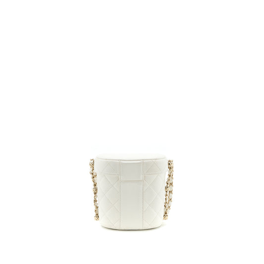 Chanel Small Vanity Case Lambskin White L (Microchip)