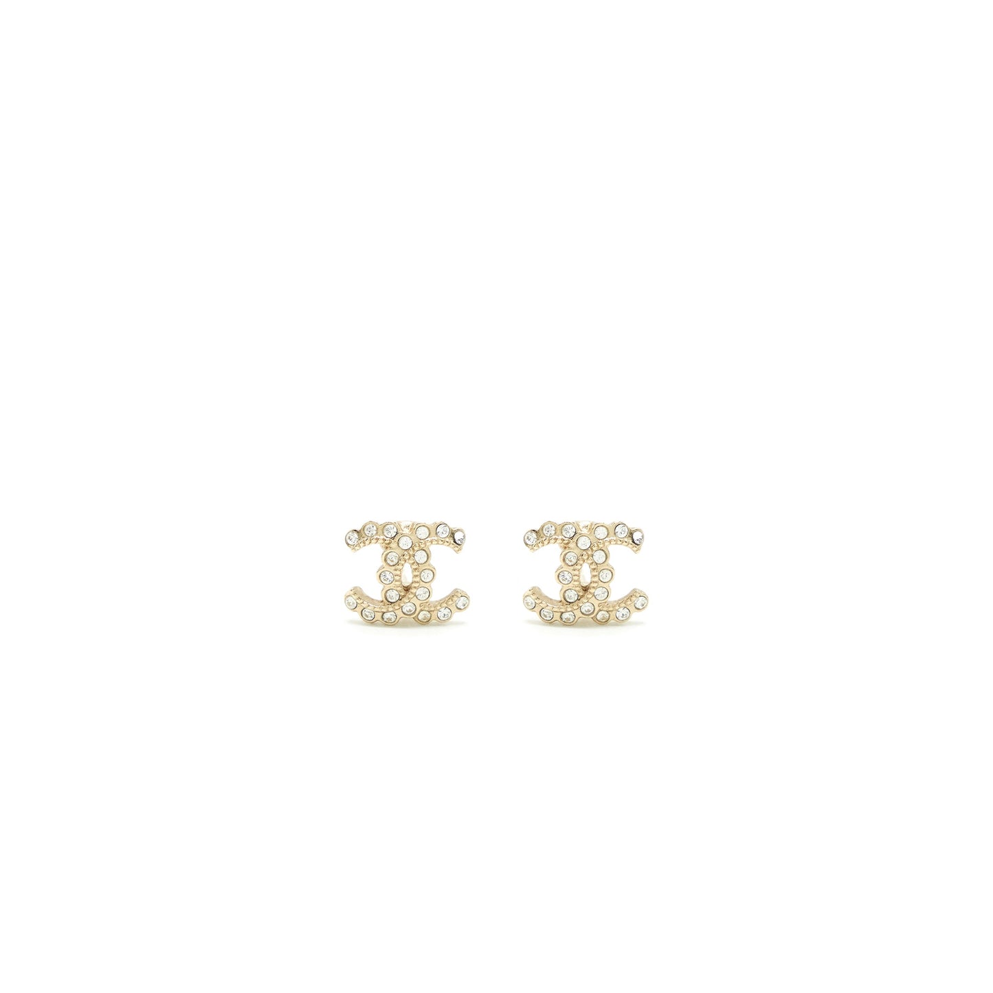 Chanel Mini CC Logo Earrings With Crystals L