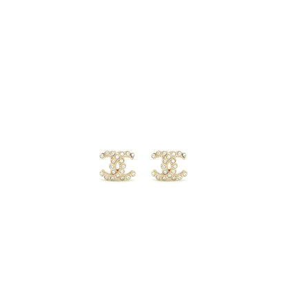 Chanel Mini CC Logo Earrings With Crystals L