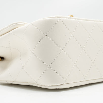 Chanel Pearl Crush Mini Square Lambskin White  (microchip)