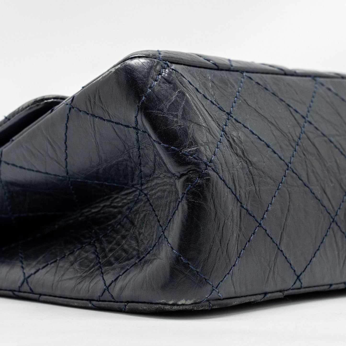 Chanel Maxi 2.55 Reissue Flap Bag Aged Calfskin Dark Blue Ruthenium Hardware