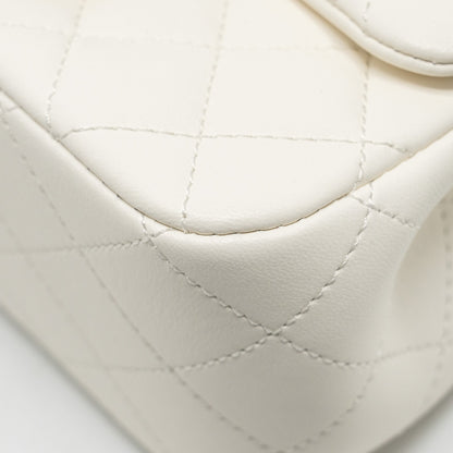 Chanel Pearl Crush Mini Square Lambskin White  (microchip)
