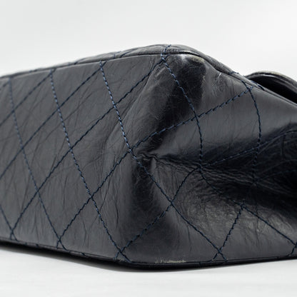 Chanel Maxi 2.55 Reissue Flap Bag Aged Calfskin Dark Blue Ruthenium Hardware